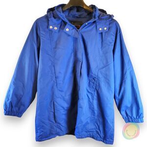 Totes Rain Jacket Womens XXL Plus Royal Blue Fleece Lined Hooded Raincoat